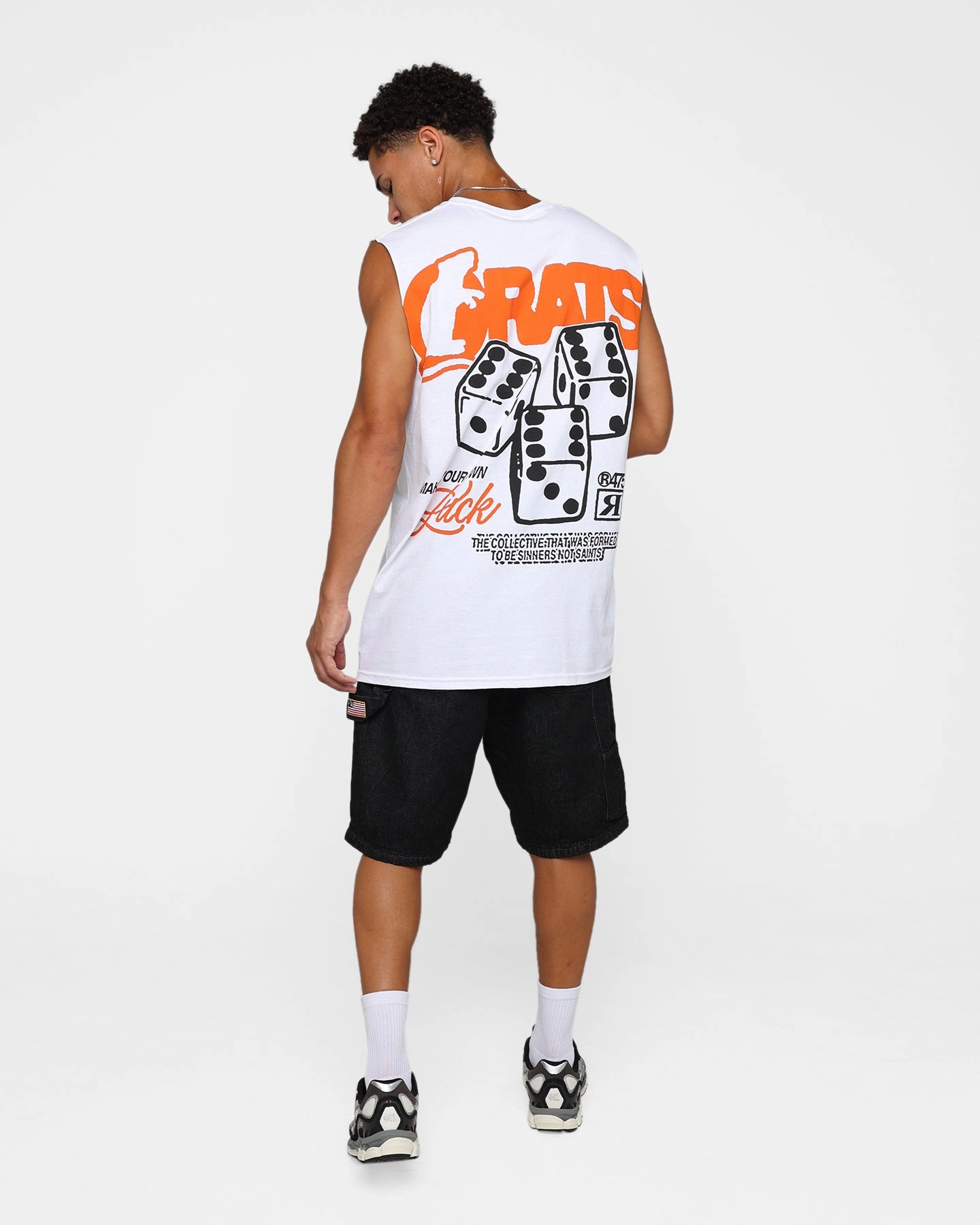 Casual Look Wear Rats Get Fat Own Luck Muscle T-Shirt White