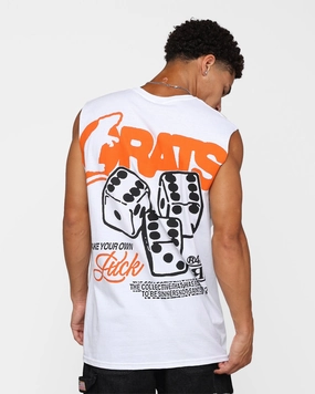 Rats Get Fat Own Luck Muscle T-Shirt White Weekend Comfort Wear