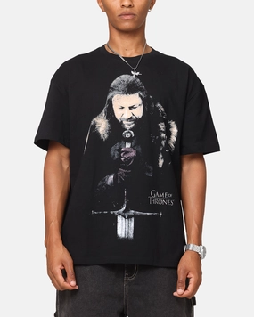 Goat Crew X Game Of Thrones Ned Stark Vintage T-Shirt Black Acidwash Functional Wearable Outdoor Trend