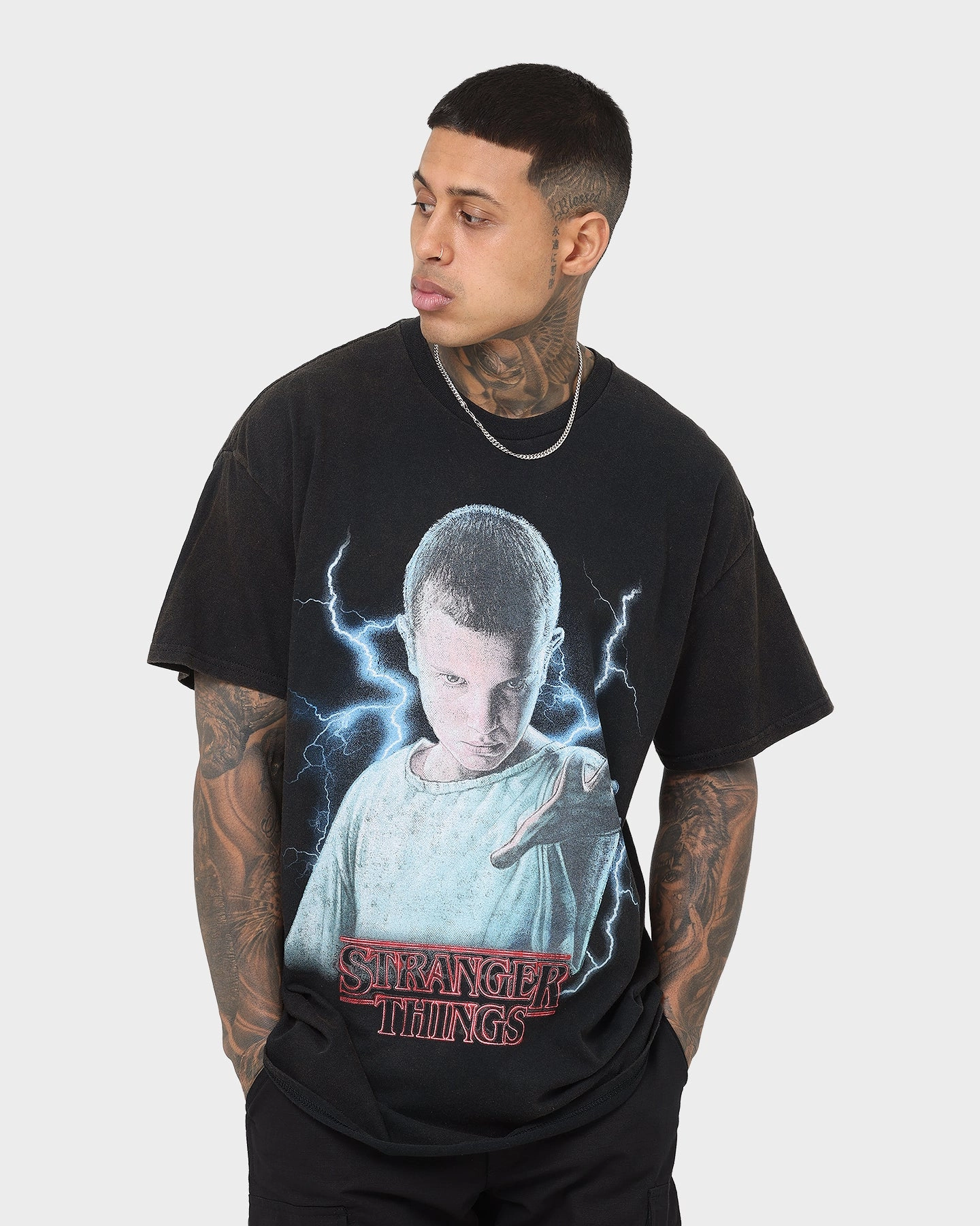 Holiday Outfit Style WrinkleResistant Texture Goat Crew X Stranger Things Eleven Premium Vintage T-Shirt Black Wash
