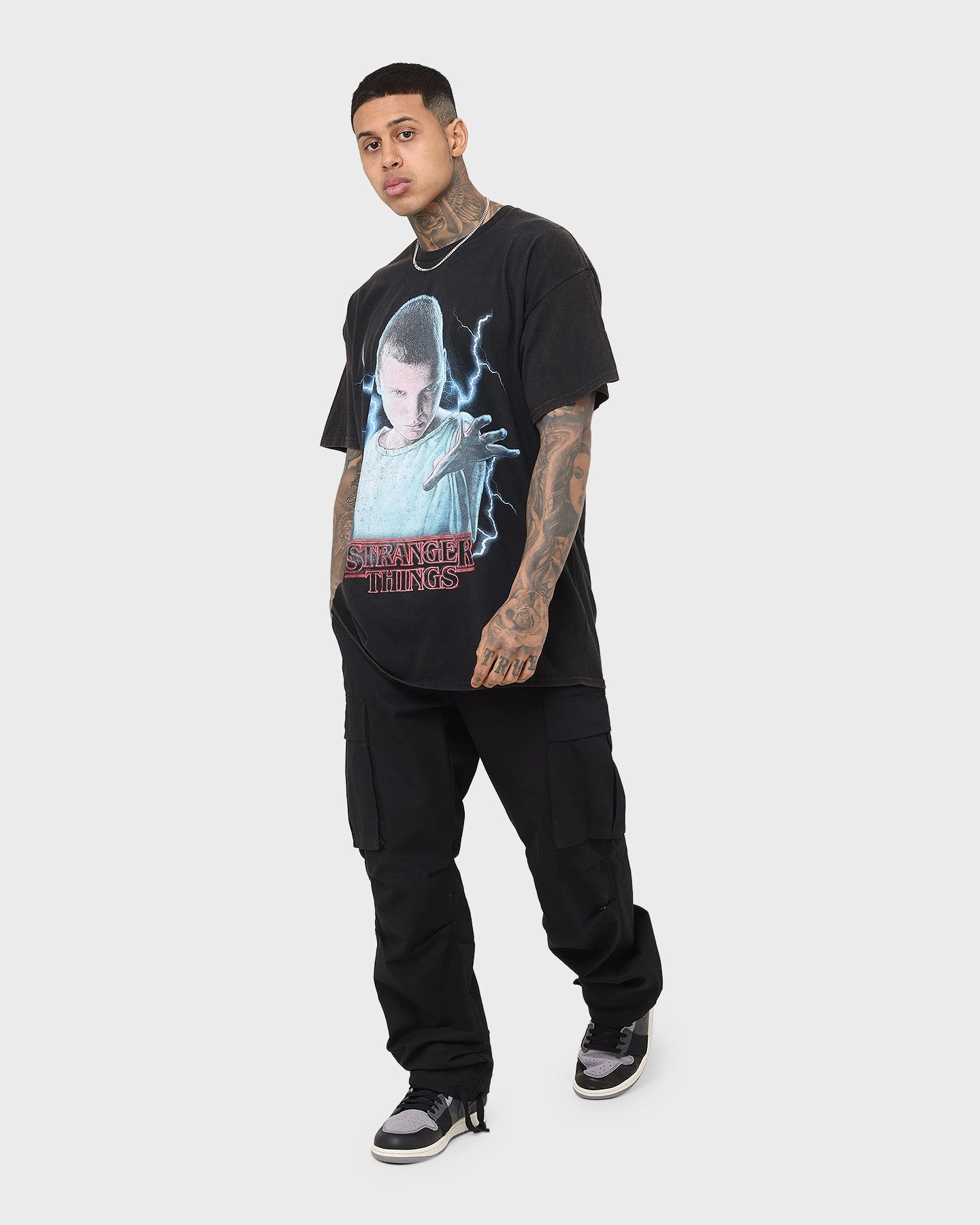 Goat Crew X Stranger Things Eleven Premium Vintage T-Shirt Black Wash Button Down
