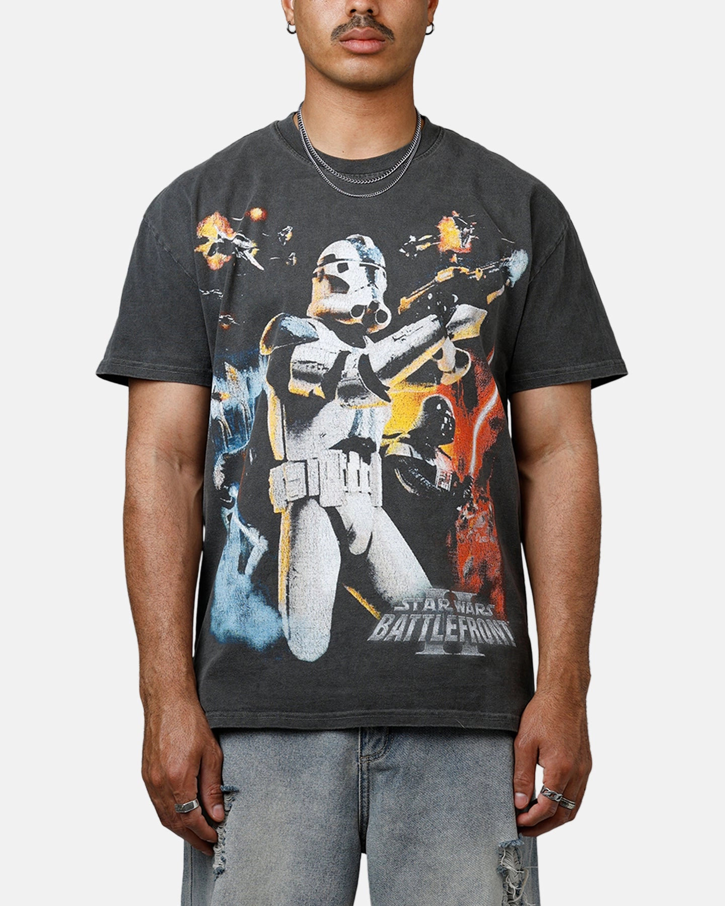 Holiday Style American Thrift Star Wars Battlefront 2 Heavyweight T-Shirt Black Wash