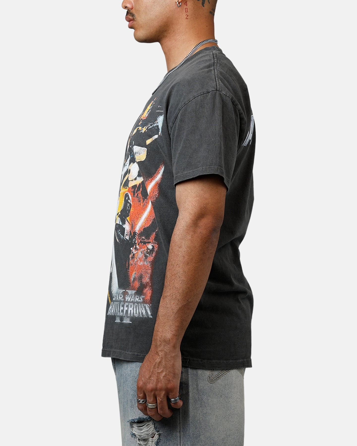 American Thrift Star Wars Battlefront 2 Heavyweight T-Shirt Black Wash Trendy Tops