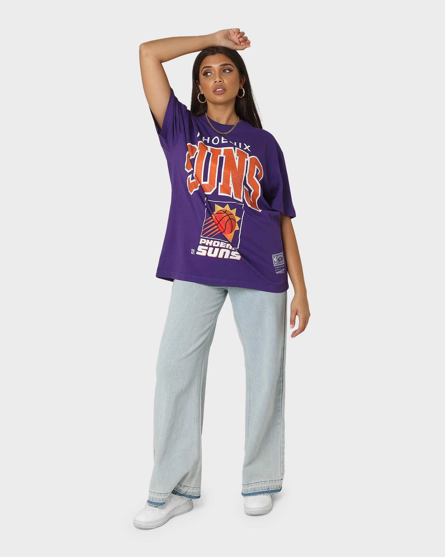 Mitchell & Ness Phoenix Suns XL Arch Vintage T-Shirt Faded Purple Comfortable Design Formal Elegance