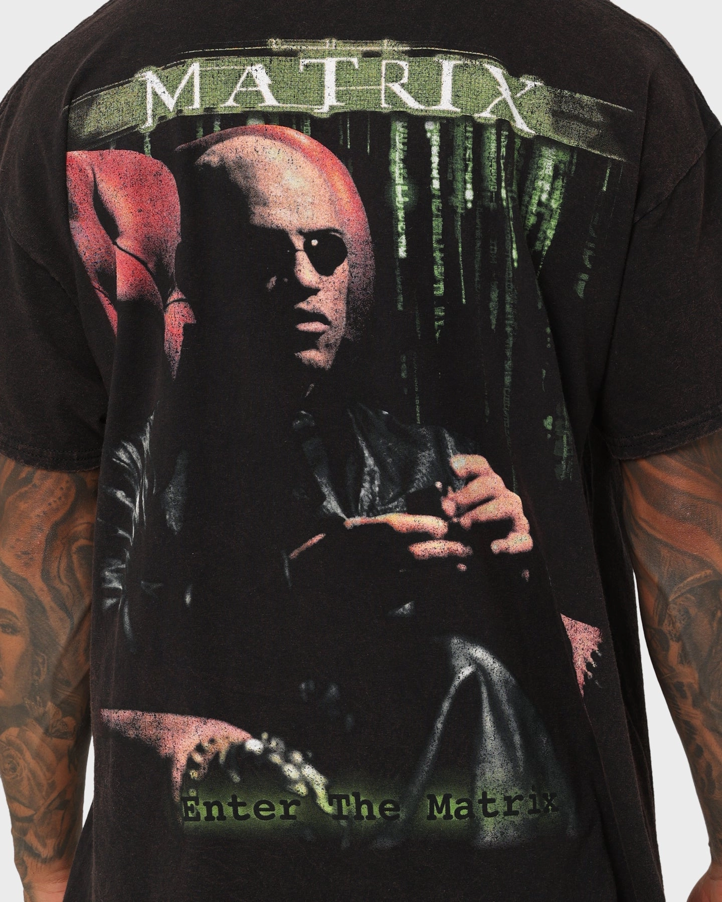 American Thrift X The Matrix Morpheus Vintage T-Shirt Black Wash Smart Fit Workout