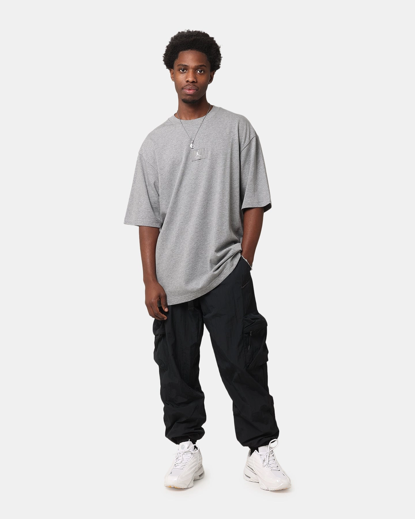 Adjustable Hem Matte Look Jordan Flight Essentials 85 Oversized T-Shirt Carbon Heather