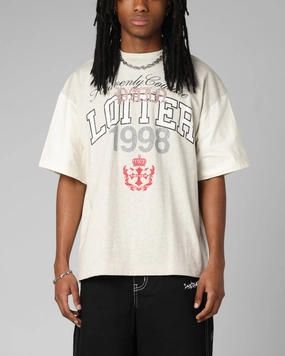Bold Style Loiter Drop Out Vintage T-Shirt Grey/White