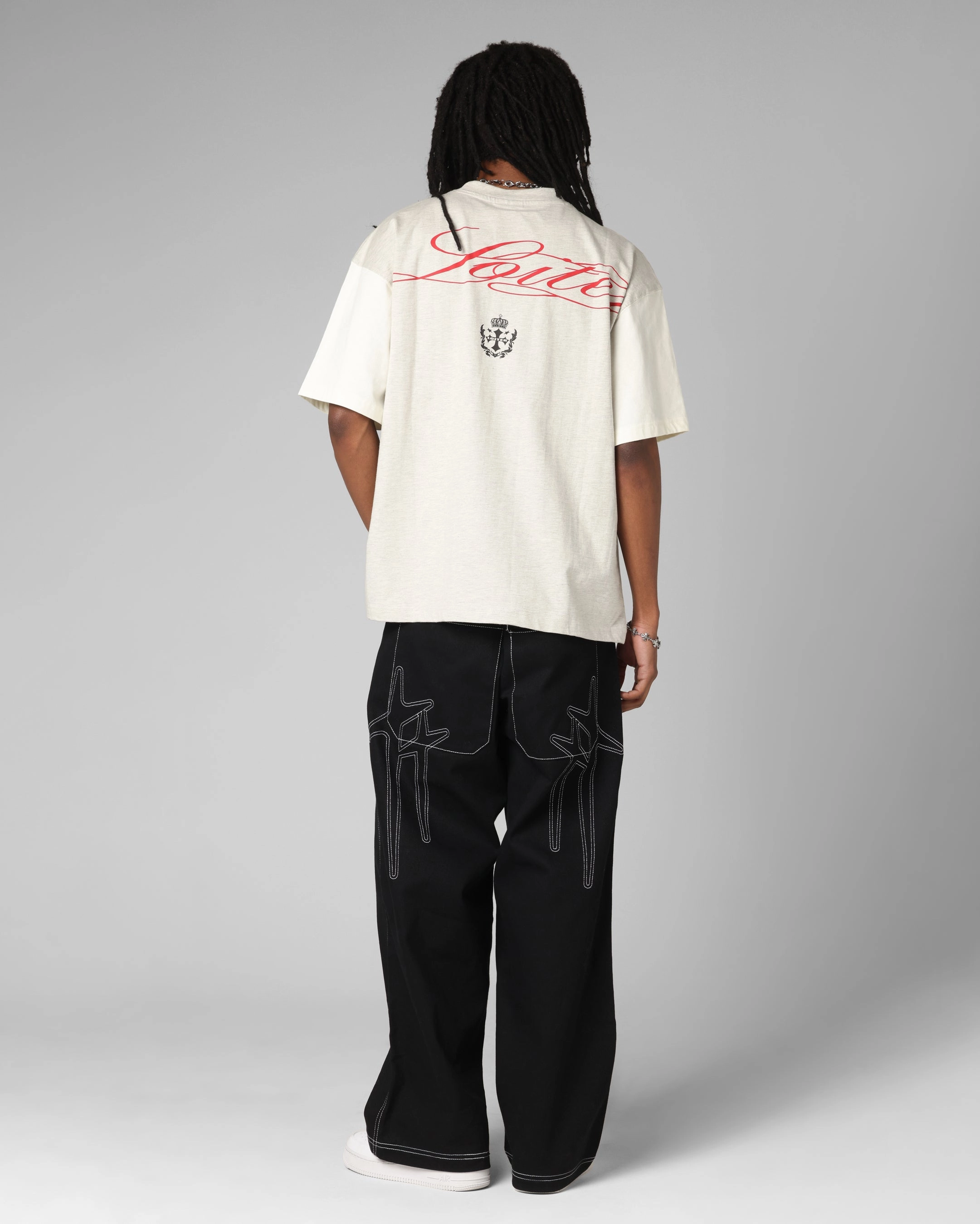 Zero Waste Production Loiter Drop Out Vintage T-Shirt Grey/White
