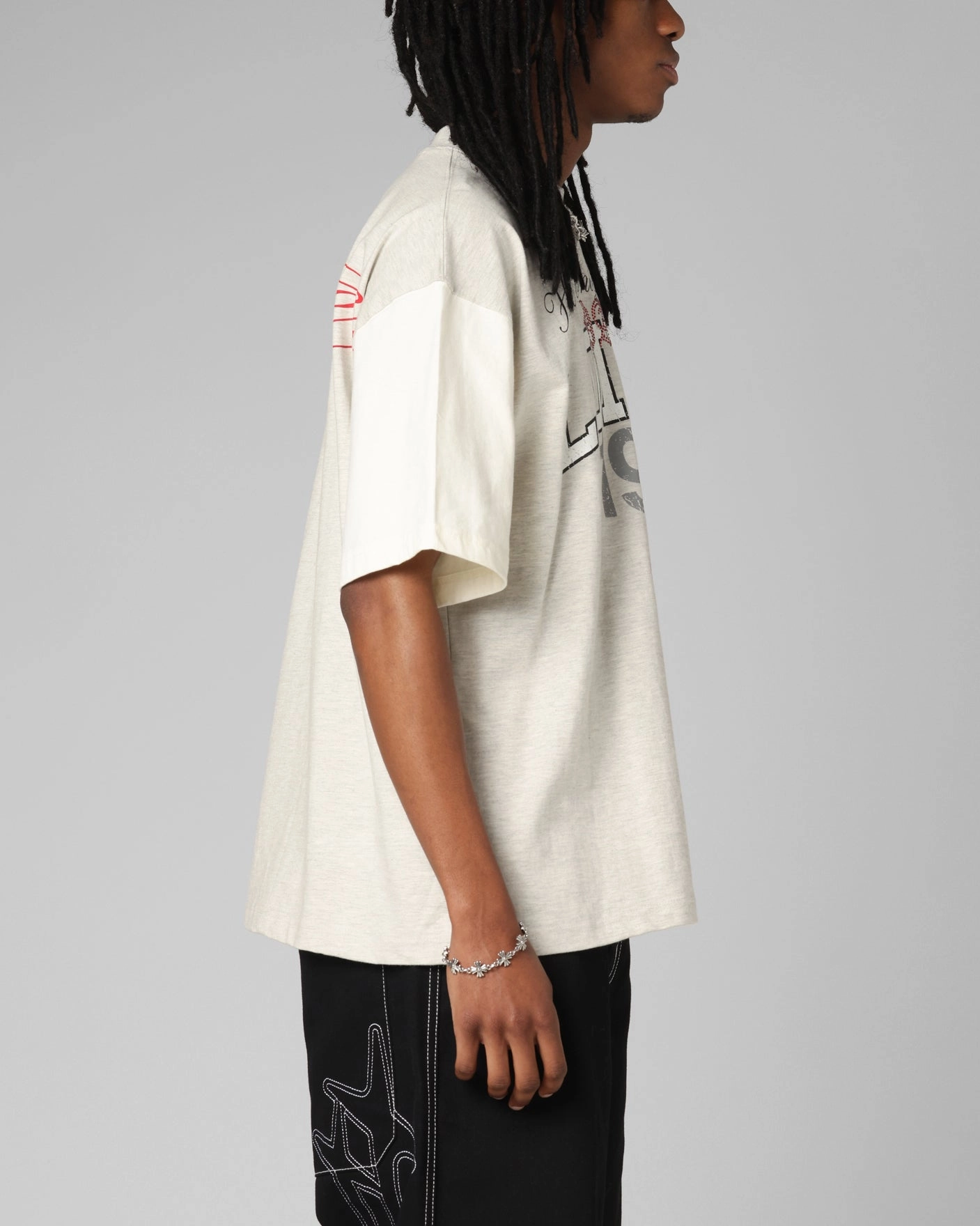 Timeless Piece Loiter Drop Out Vintage T-Shirt Grey/White