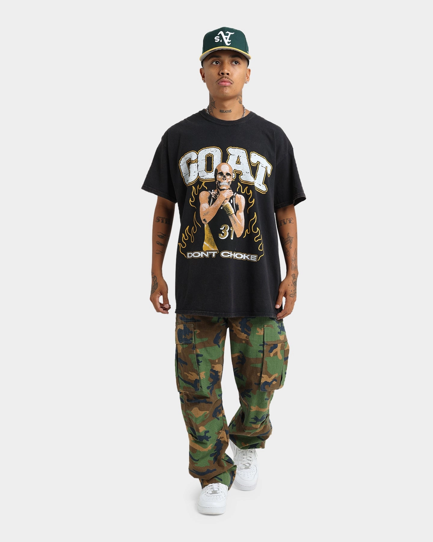 Street Style Trend Vintage Style Goat Crew Don't Choke Vintage T-Shirt Black Wash