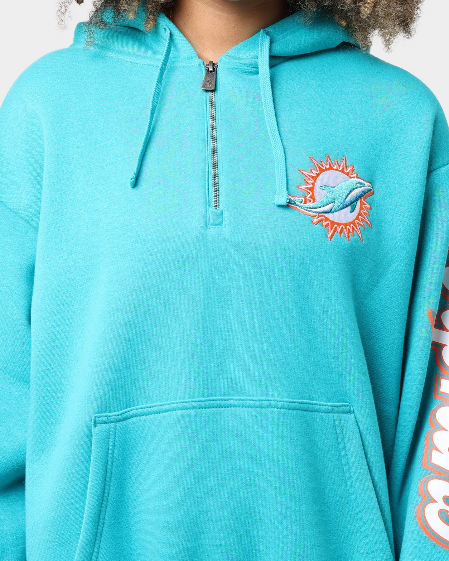 New Era Miami Dolphins Quarter Zip Hoodie Teal Lightweight Sporty