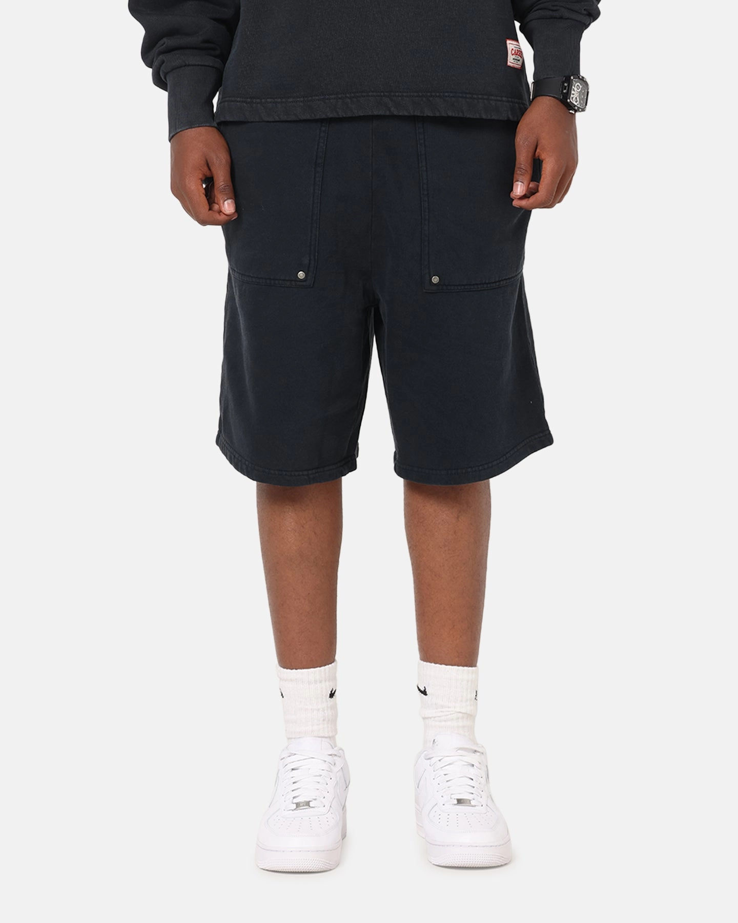 Carre Rivet Baggy Sweat Shorts Charcoal mix and match