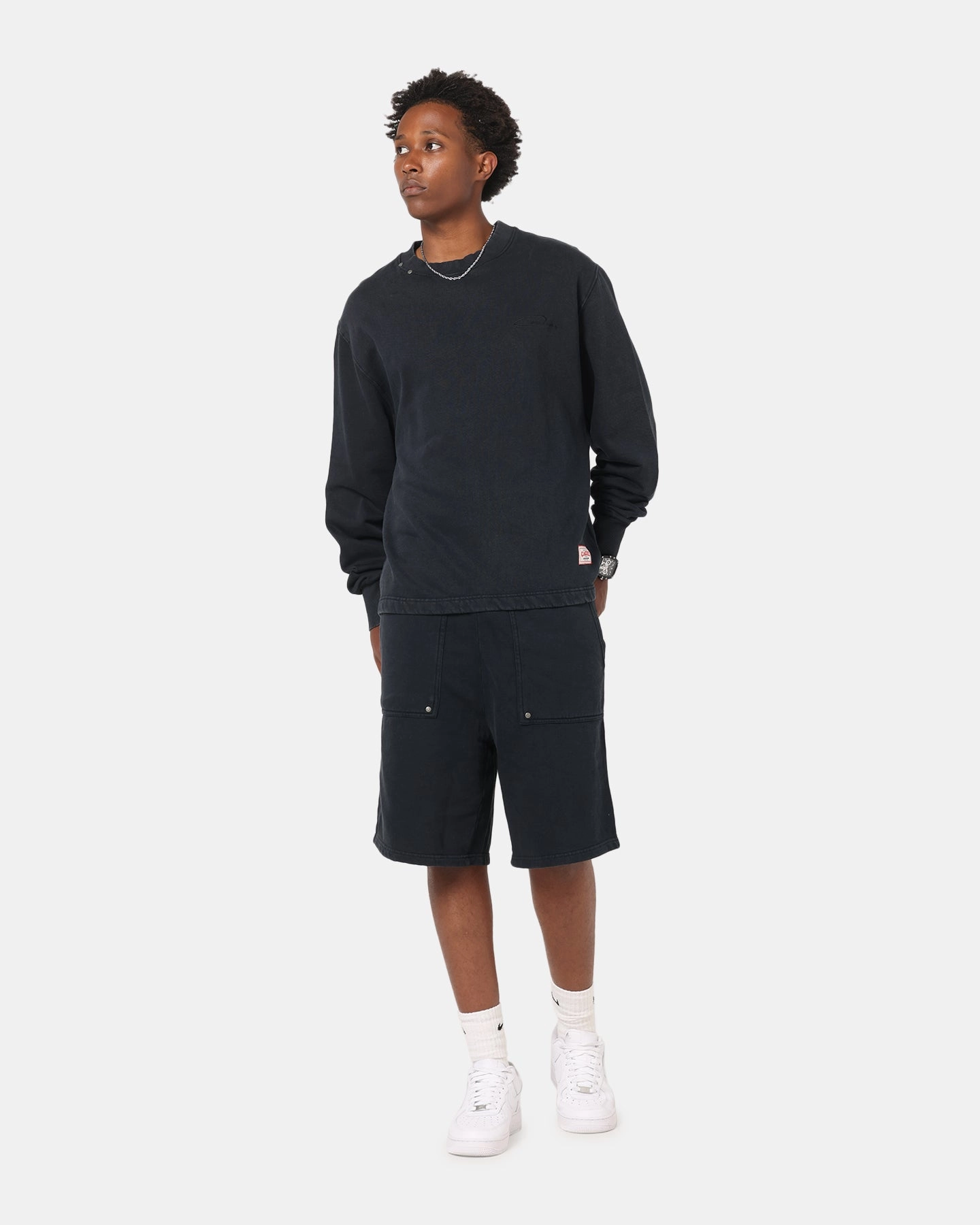 Carre Rivet Baggy Sweat Shorts Charcoal Jogging Ready Quick Access Pockets