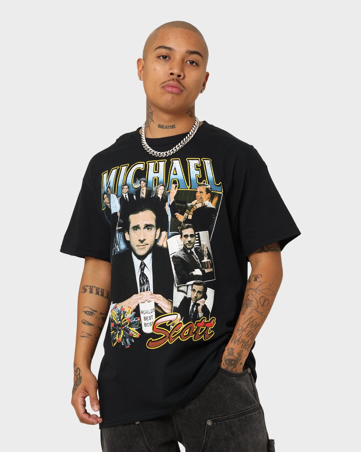 American Thrift X The Office Michael Scott Vintage T-Shirt Black Basic Piece Comfort Wearable