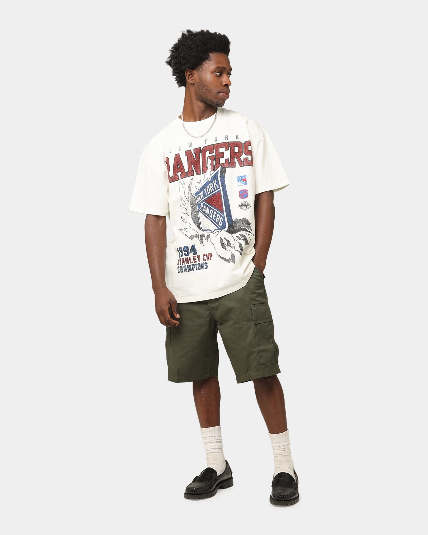 Active Essentials Culture Kings New York Rangers Heavy T-Shirt Off White