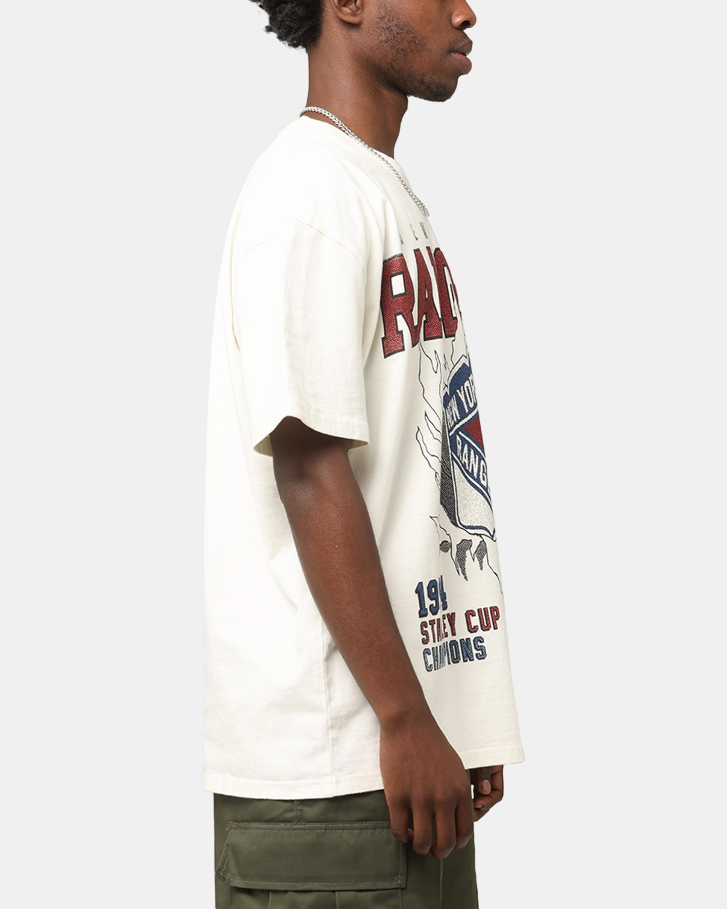 Culture Kings New York Rangers Heavy T-Shirt Off White Drip Dry Fabric Comfy and Versatile