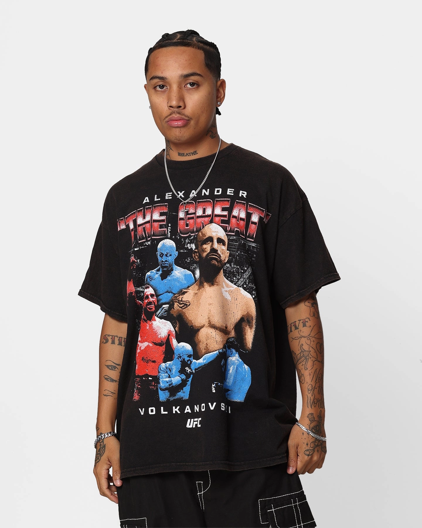 UFC By Goat Crew Alexander The Great Vintage T-Shirt Black Wash Classic Layer Wear