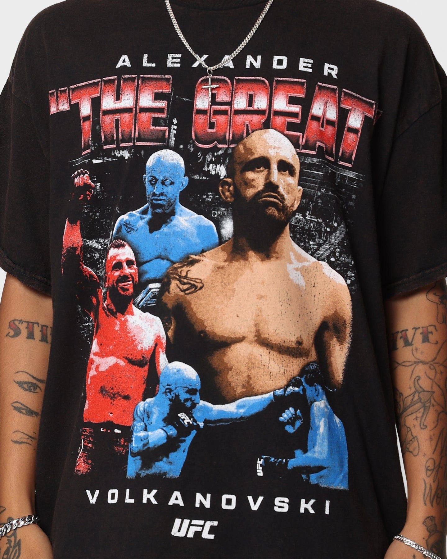 UFC By Goat Crew Alexander The Great Vintage T-Shirt Black Wash Flexible Neckline Comfortable Piece