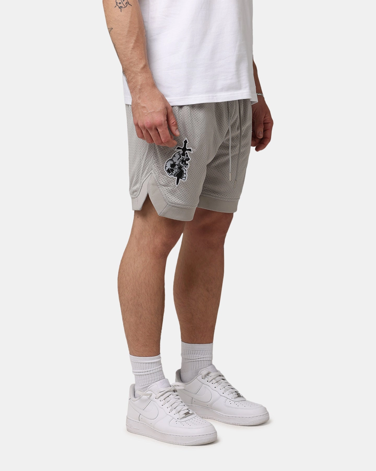 Saint Morta La Rambla Basketball Shorts Light Grey Yarn Dyed Pattern Quick Release Closure