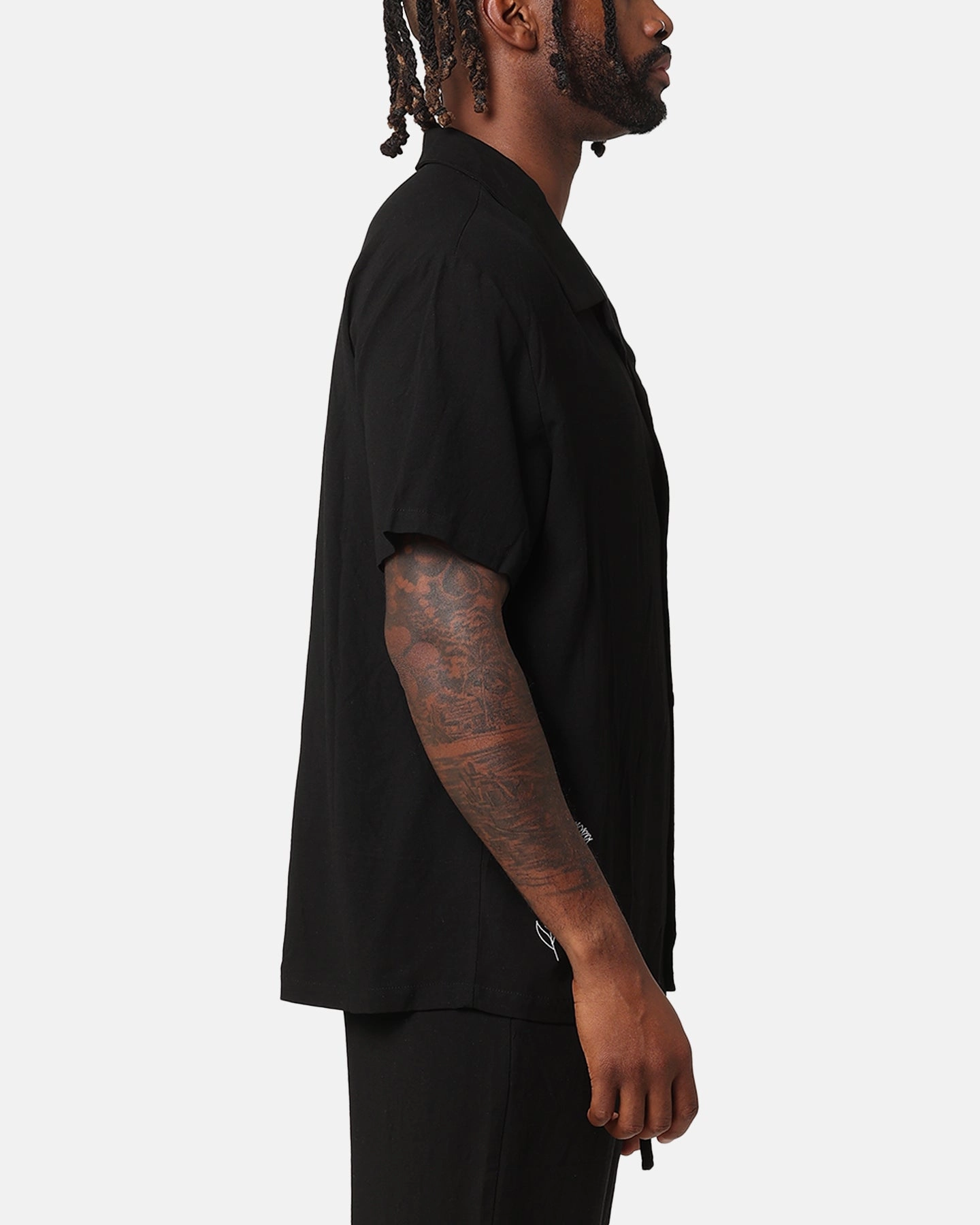 XXIII Desert Flower Linen Button Up Shirt Black slim cut