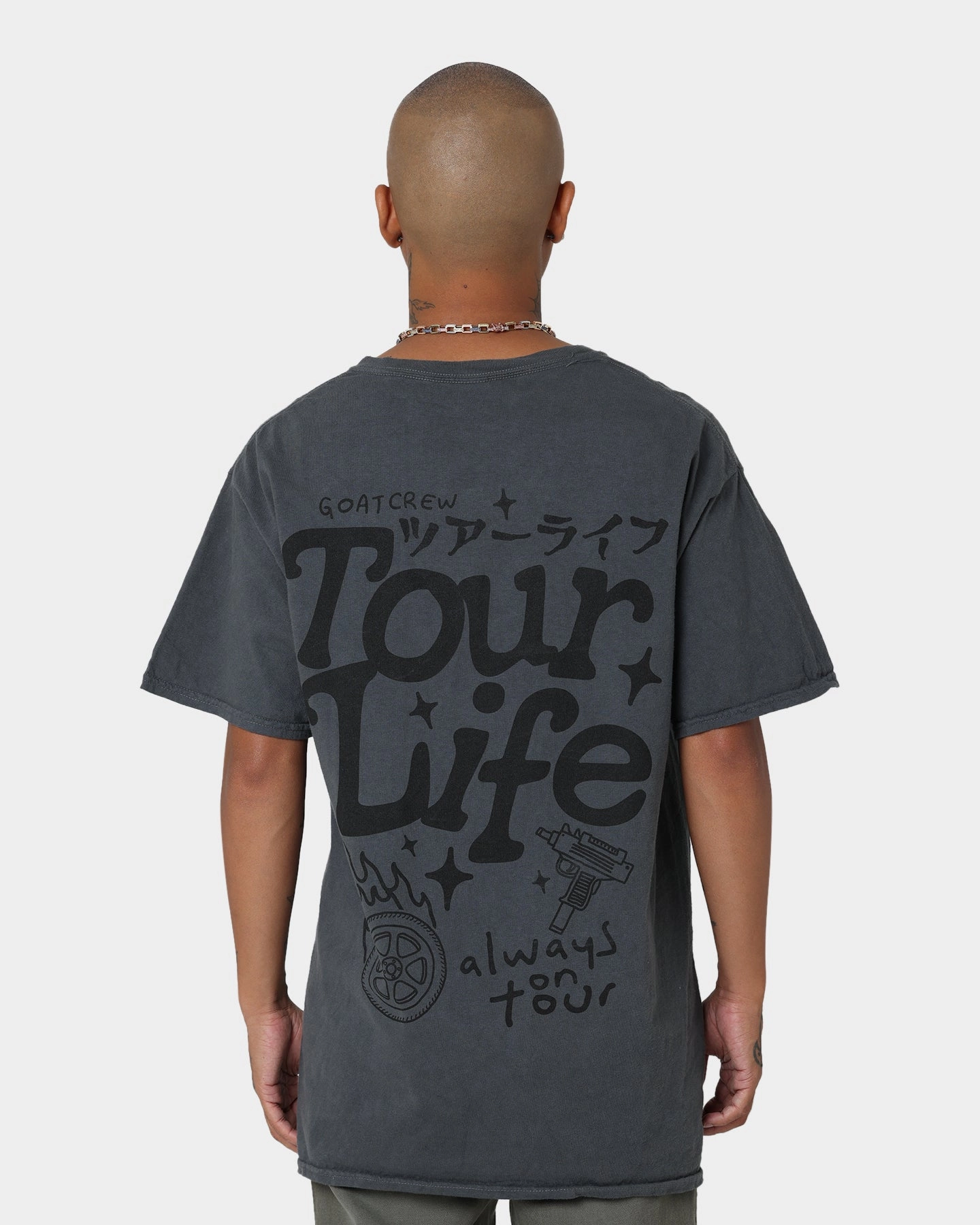Goat Crew Tourlife T-Shirt Off Black Comfy Casual Wear Casual Wearable