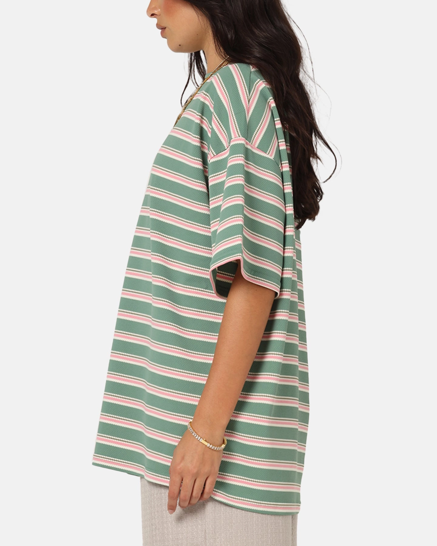 Comfy Top XXIII Standard Stripe T-Shirt Green/Pink
