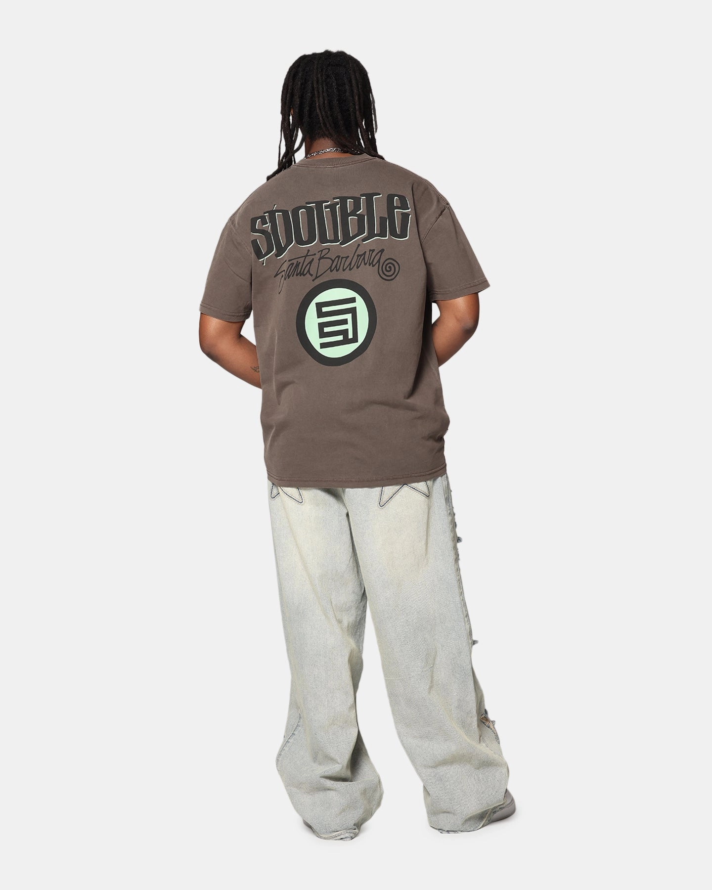 Basic Comfort Easy Style Wear S Double Combo Platter T-Shirt Washed Chocolate