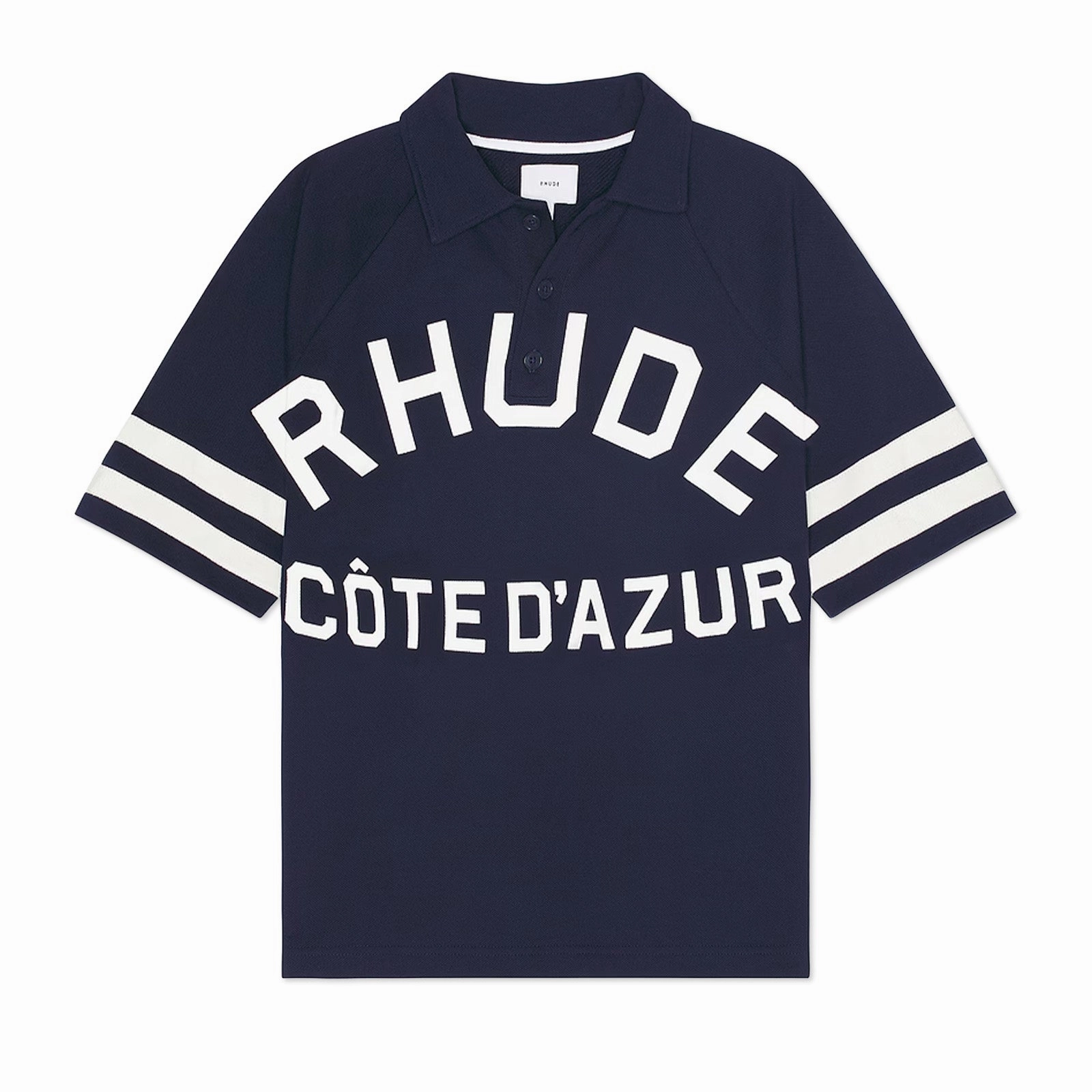 RHUDE Cote D'azur Pique Raglan Polo 'Navy' Smooth Texture