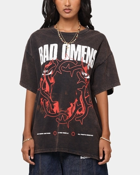 LowImpactDye Perfect for Layering Bad Omens Flame Symbol T-Shirt Black Vintage