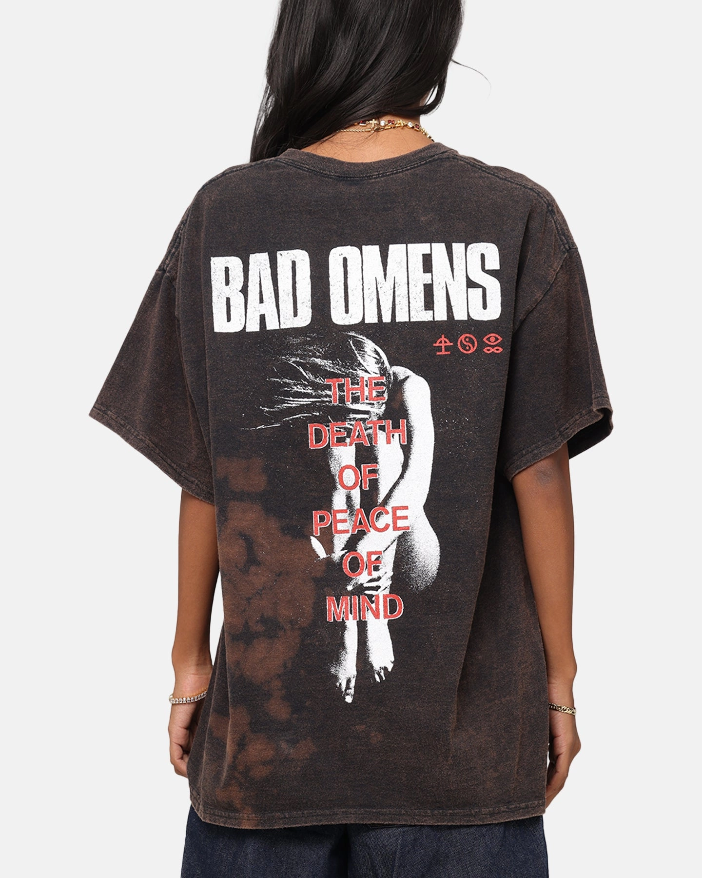 Bad Omens Flame Symbol T-Shirt Black Vintage Wrinkle Resistant Material Stylish and Comfortable