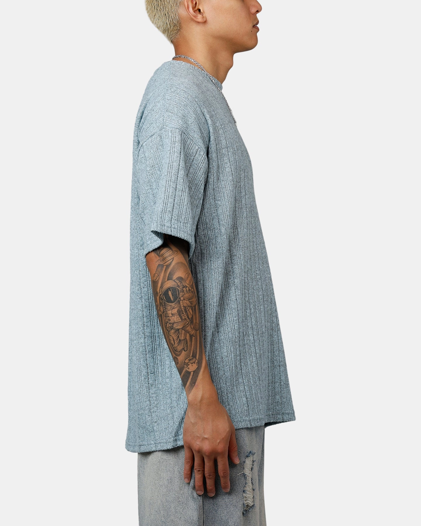 XXIII Rib Knit T-Shirt Blue Marle Chic