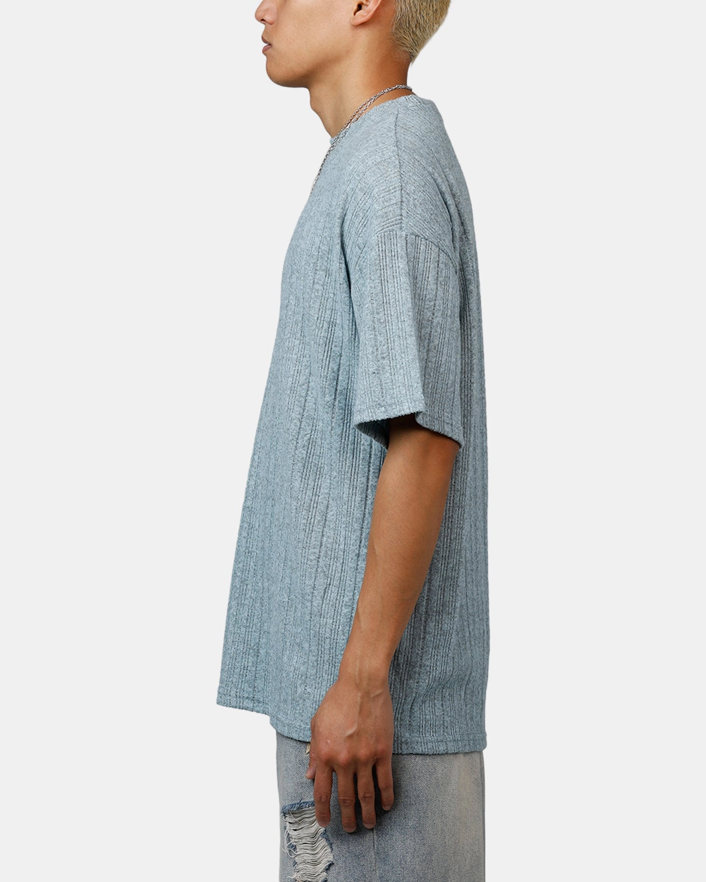 XXIII Rib Knit T-Shirt Blue Marle Light Fit