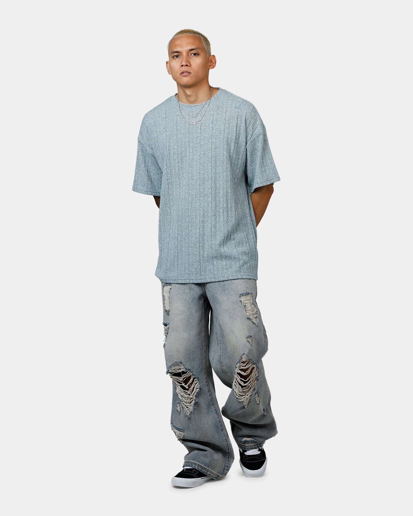 XXIII Rib Knit T-Shirt Blue Marle Urban Streetwear