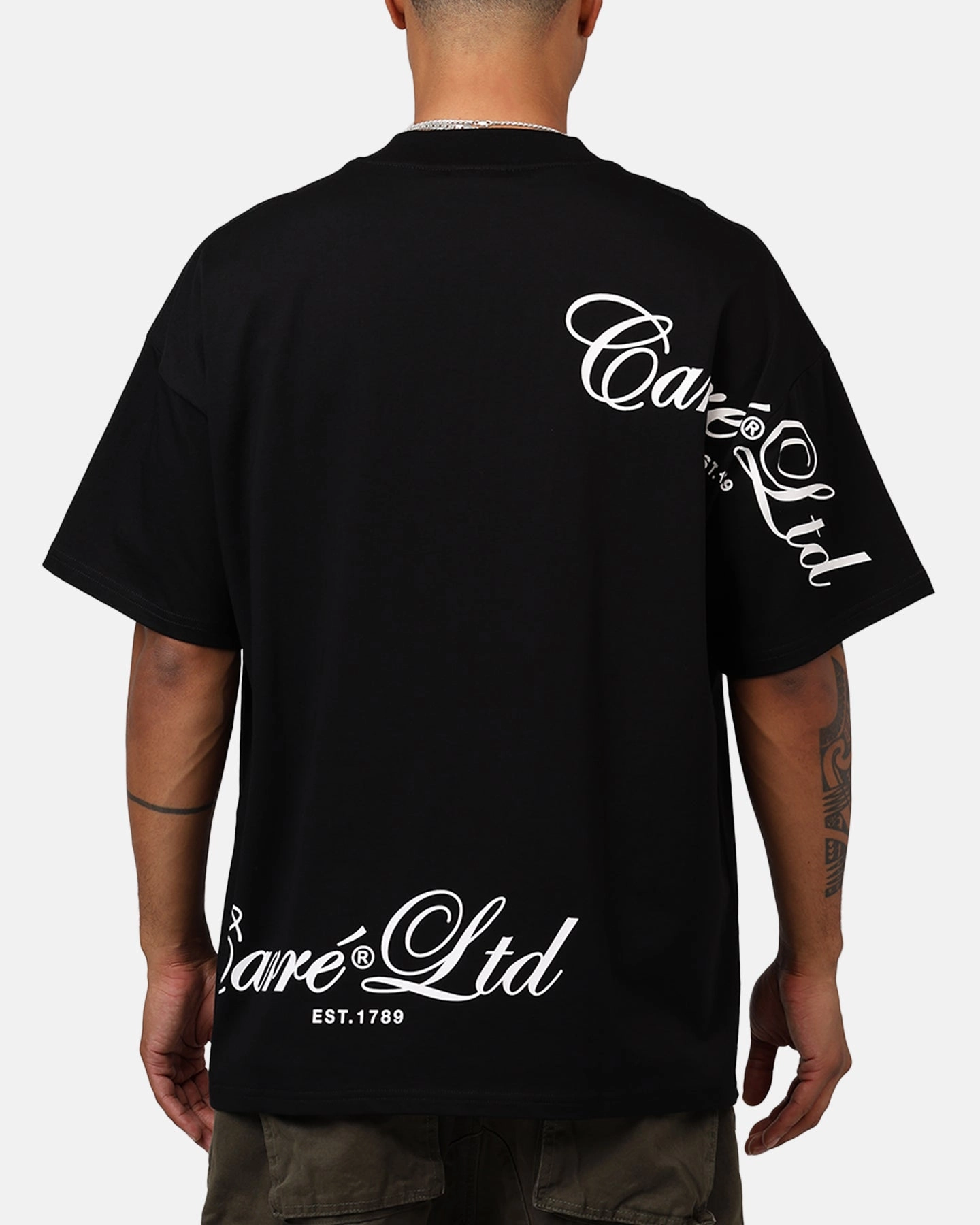 Temperature Control Fabric Carre Side Script Oversized T-Shirt Black