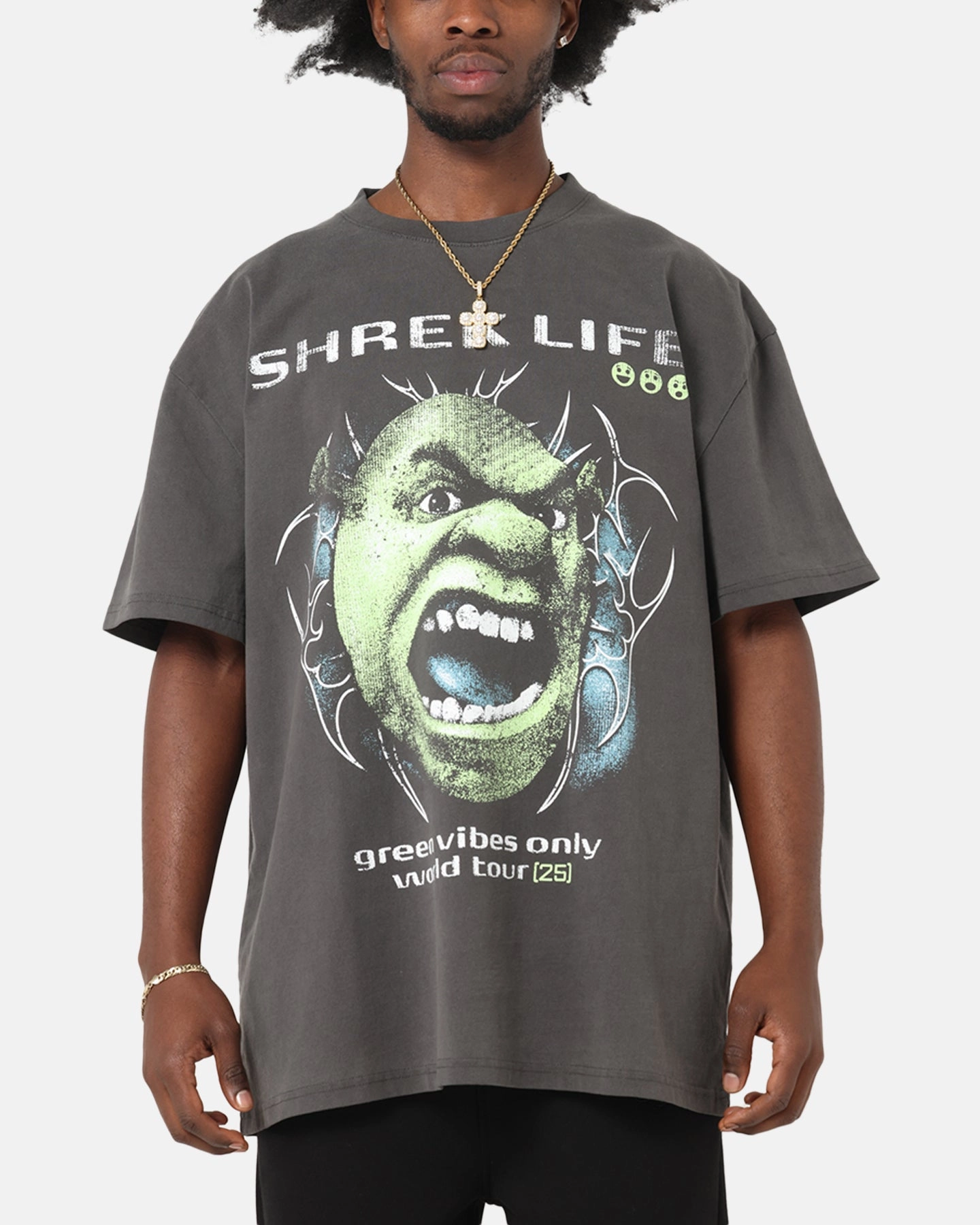 73 Studio X Shrek Rave Heavy T-Shirt Black Wash Fashion Comfort Layering Fashion