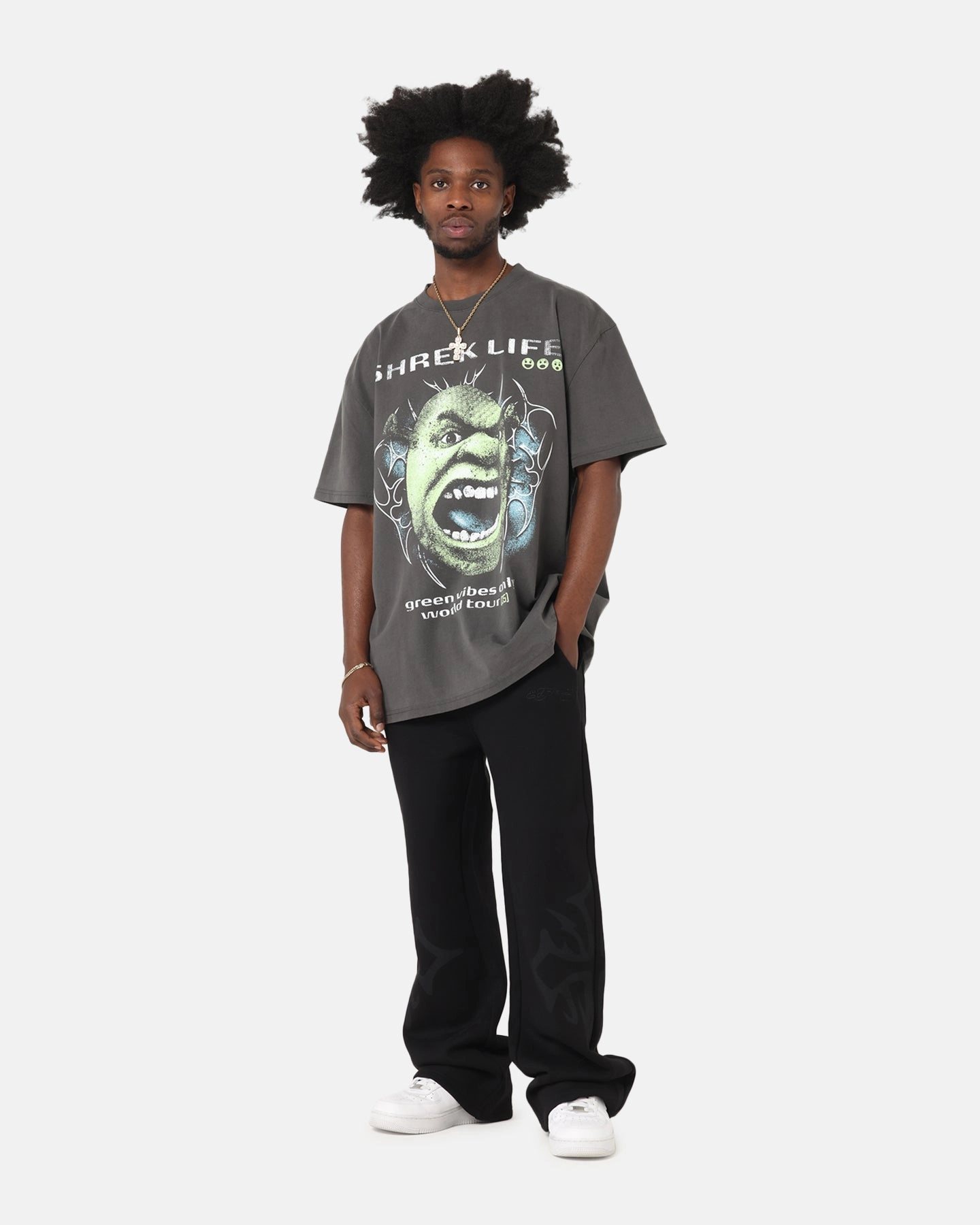 73 Studio X Shrek Rave Heavy T-Shirt Black Wash Everyday Trend Ethically Sourced Materials