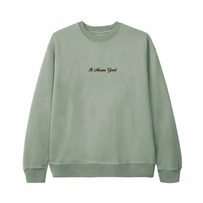 Timeless Bold Bueno Embroidery Script Logo Crewneck 'Sage'