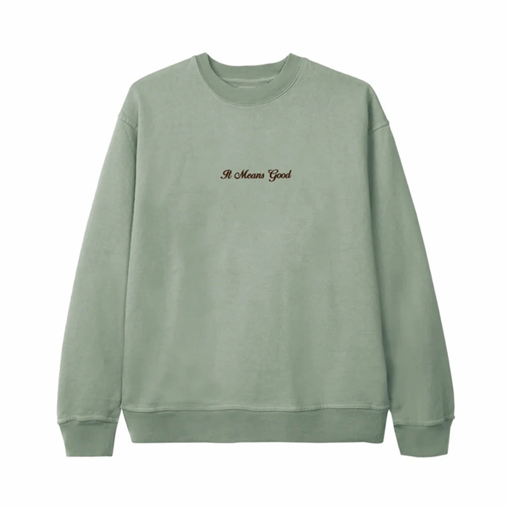 Timeless Bold Bueno Embroidery Script Logo Crewneck 'Sage'