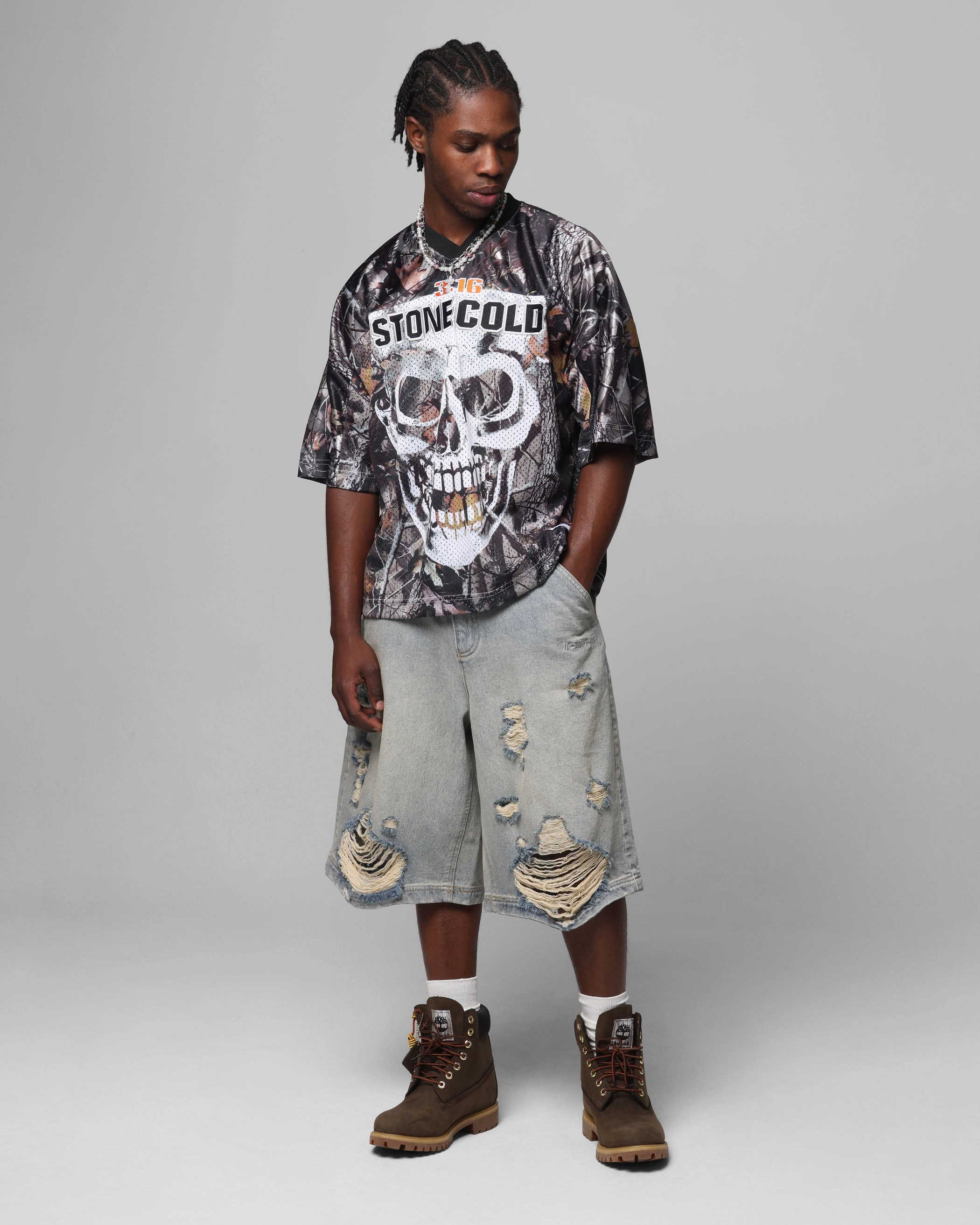 Versatile Design Breathable Mesh Panels Loiter X WWE Stone Cold Training Jersey Real Tree Camo