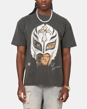 Culture Kings X WWE Rey Mysterio Big Head Heavyweight T-Shirt Black Wash Minimalist Design