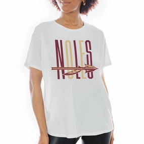 Capri Designs Women's Noles Spear Design Oversized Short Sleeve T-shirt - White Seasonal Layer