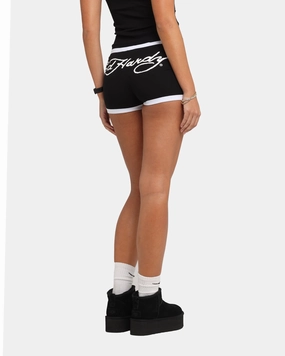 Flexible Stitching Ed Hardy Women's Logo Mini Shorts Black/White