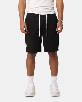 Carre Quality Cargo Shorts Black Four Way Stretch Fabric Solid Color