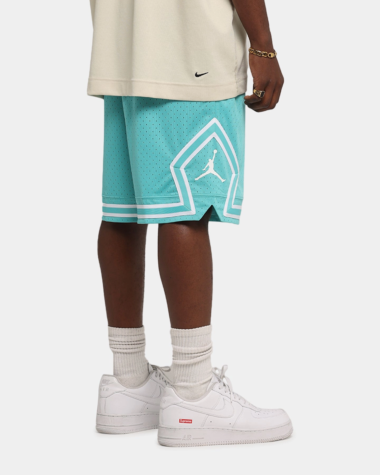 Jordan Dri-FIT Sport Diamond Shorts Teal/White rhinestone accents