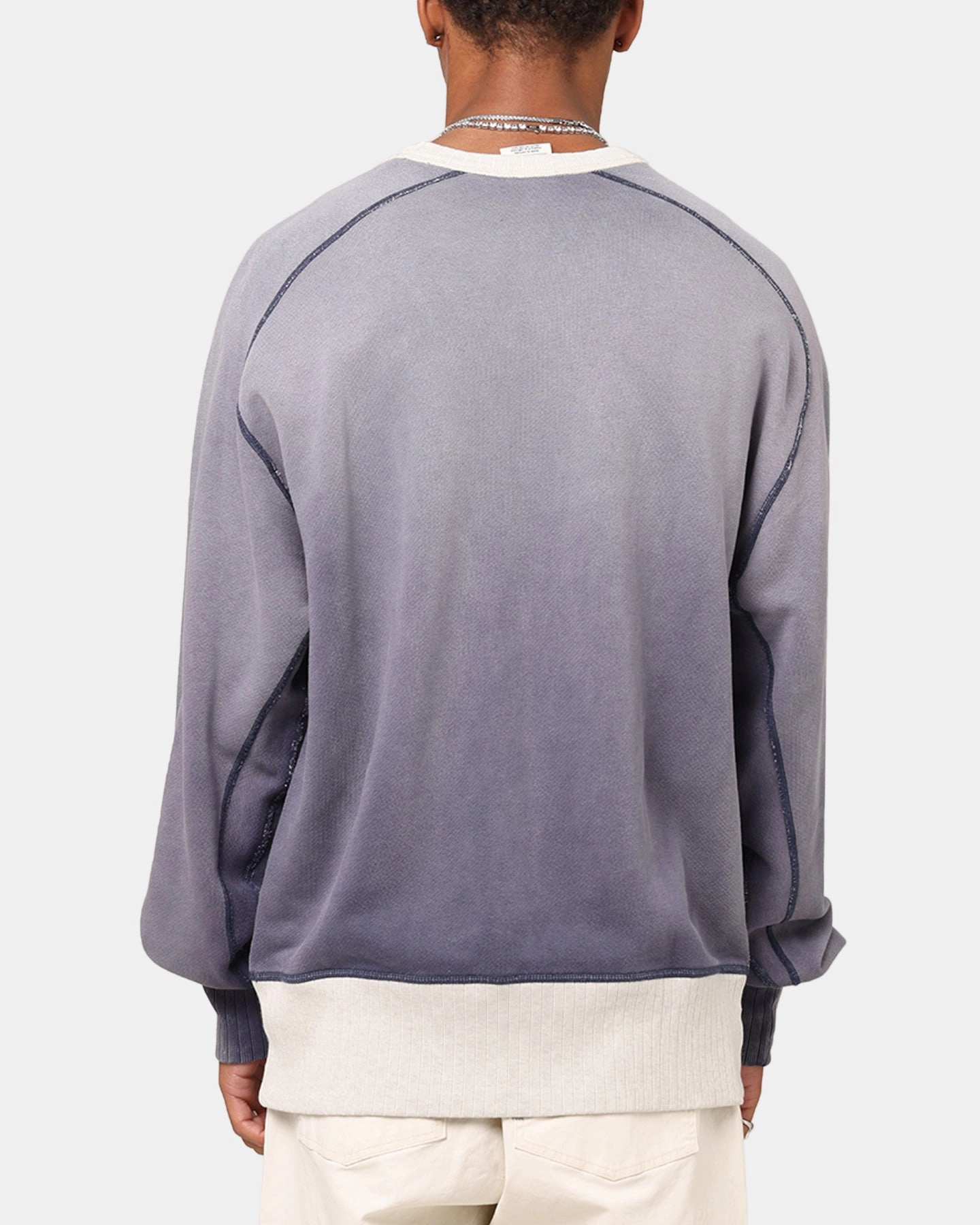 Champion 50's Saddle Crew Sweatshirt Athletic Navy All Weather Protection Button Fastenings