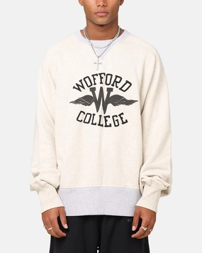 Quilted Insulation Crisp Detail Champion 50's Saddle Crew Sweatshirt Oatmeal Heather
