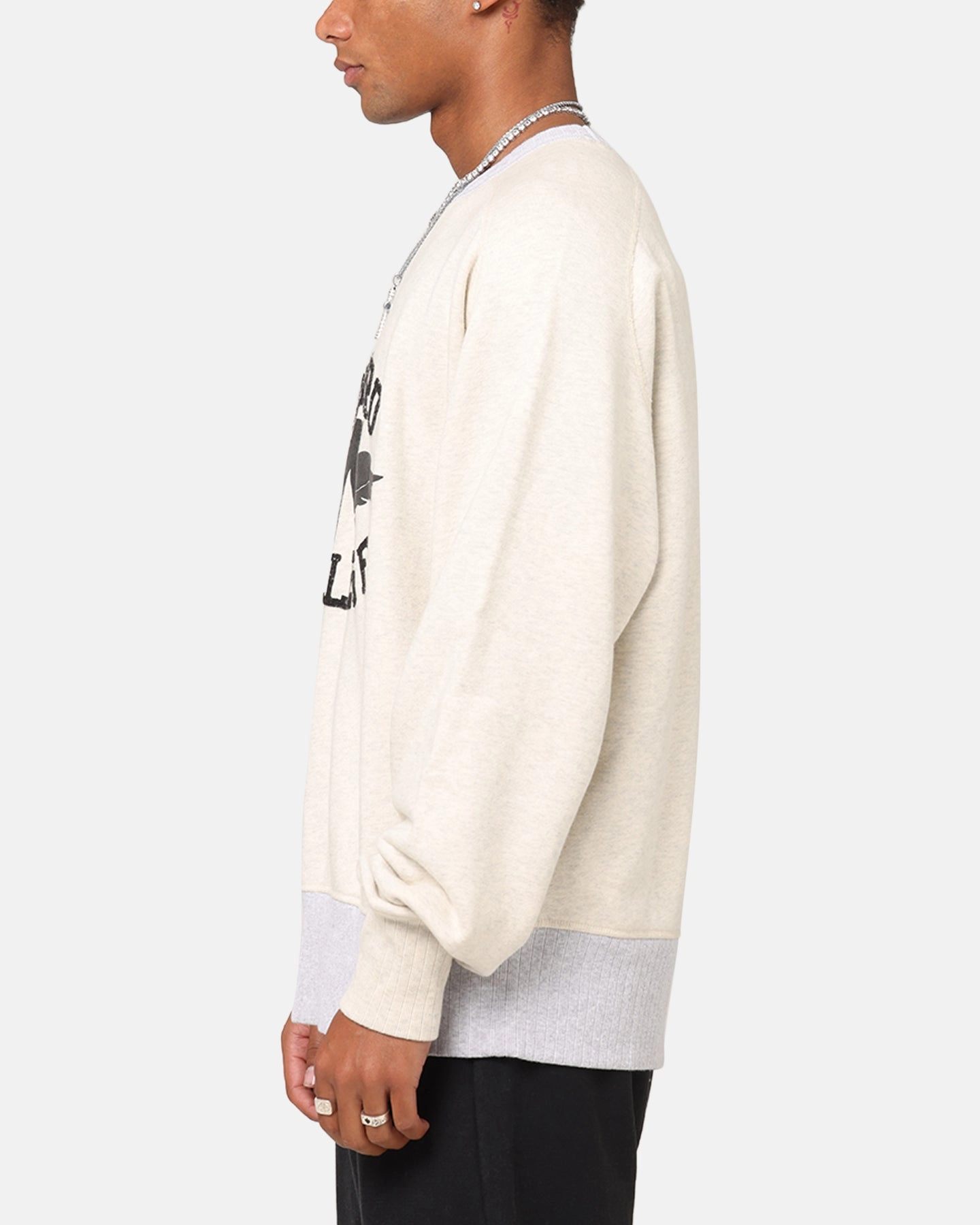 Adjustable Hem Lock System Champion 50's Saddle Crew Sweatshirt Oatmeal Heather