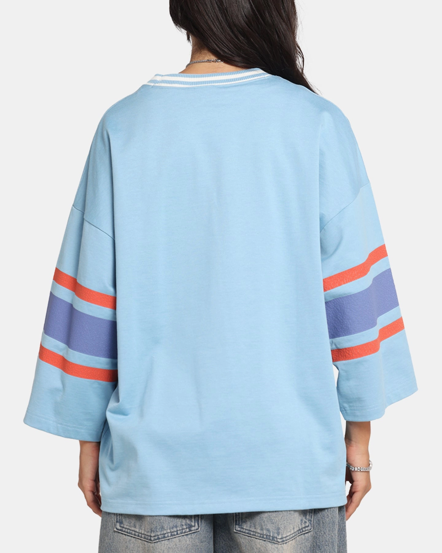 Scoop neck Slim fit sleekness Champion 60's Football T-Shirt Pale Blue