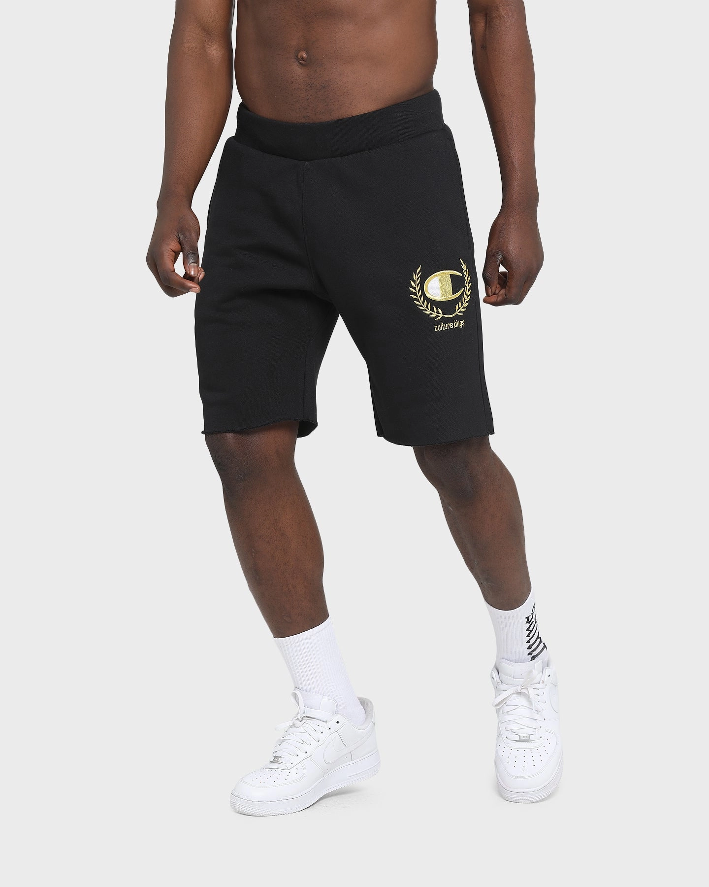 Leather shorts windproof Champion Champion x Culture Kings Rev Weave Shorts Black/Gold