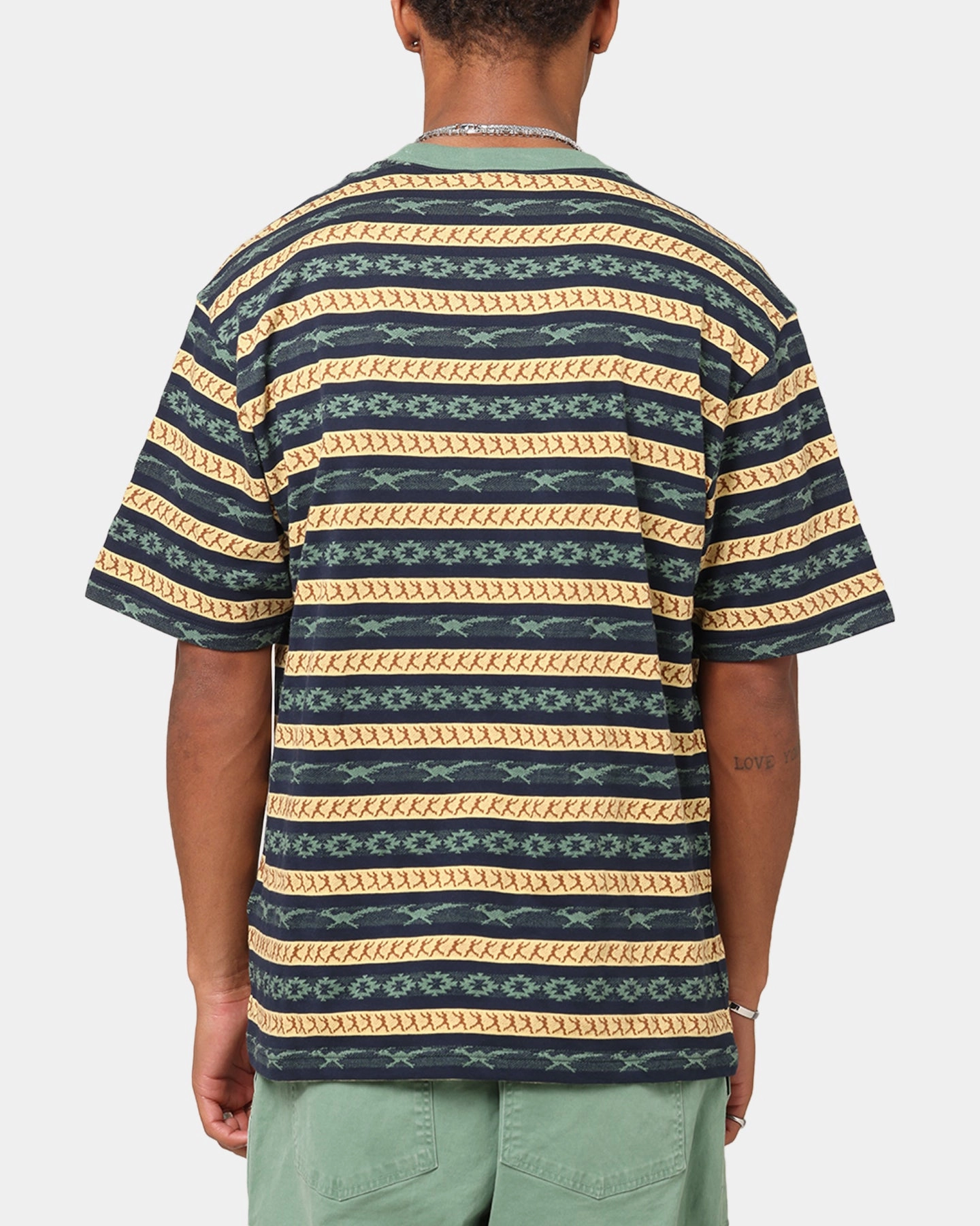 Champion Chimayo Jacquard T-Shirt Dark Green Tagless Neckline